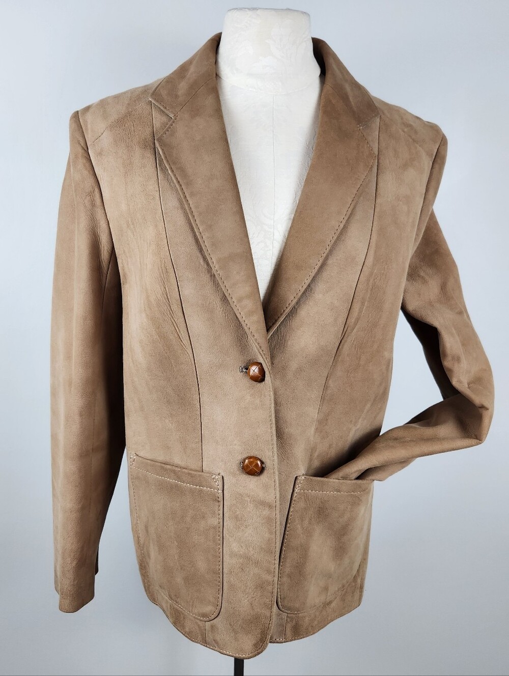 VTG Made In New Zealand Kings Road Tan Suede Blazer Sz 38 Fits M Prep Heritage - Picture 4 of 14